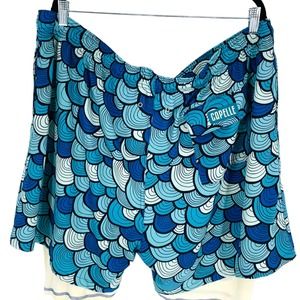 Capelle Mens 4XL Betta Blue Hybrid Mid Length Swim Trunks Built-in Liner Comfort